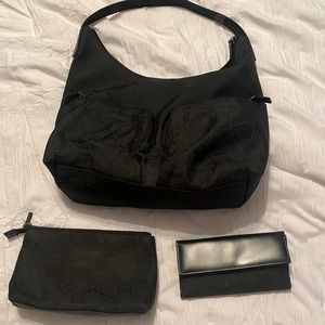 Gucci 3 Peice purse set with wallet and makeup bag